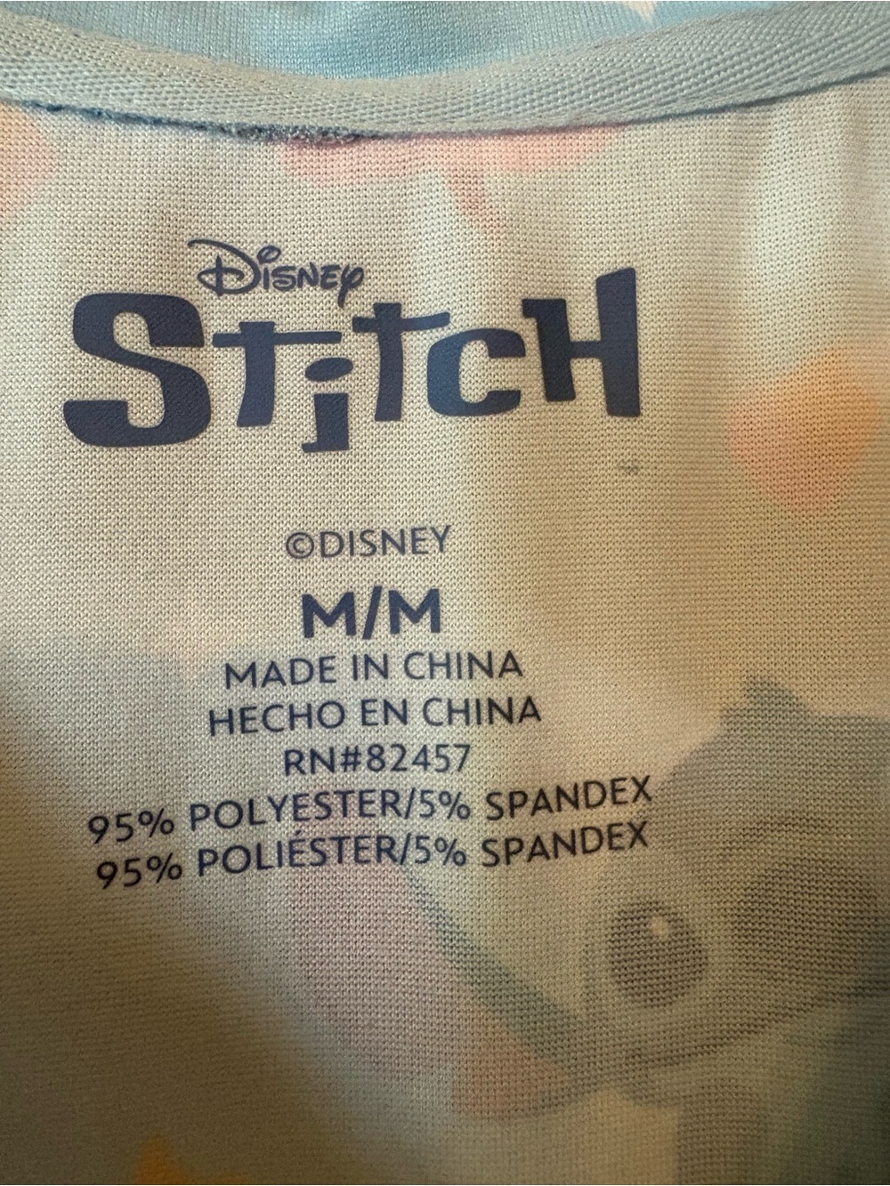Disney Stitch NWOT Light Blue Pajama Nightshirt/ Pink & Orange Accents. Size M - Picture 2 of 5